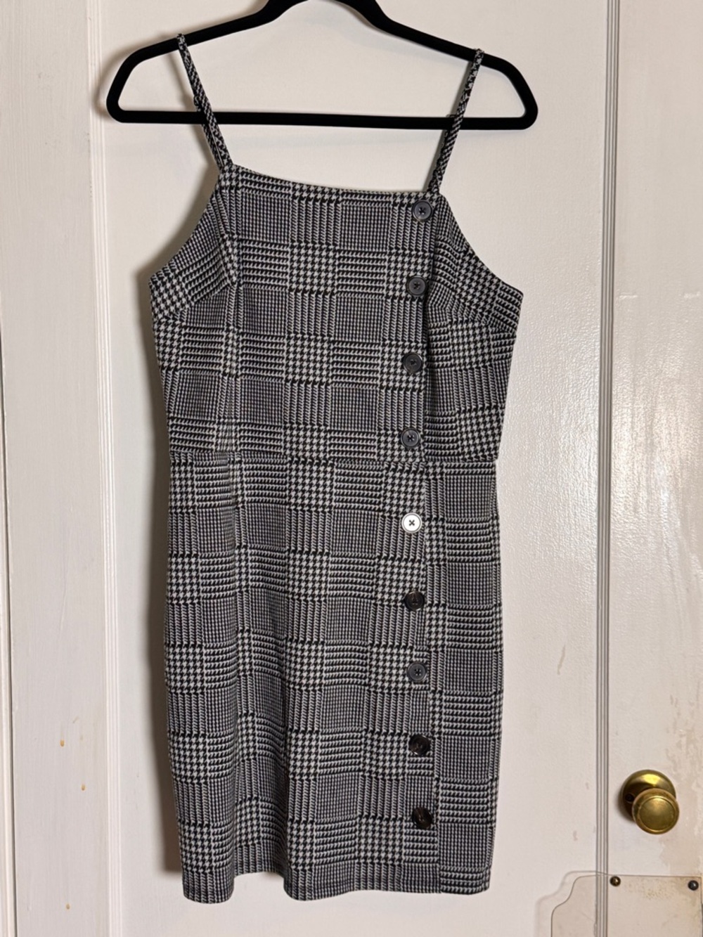 Wild Fable Black & White Plaid Button-Front Mini Dress Sheath